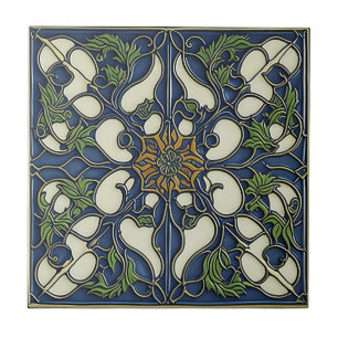 Blauw motief  art nouveau keramische tegels tegeltje