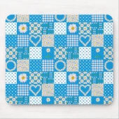 Blauw Mousepad: Daisychains, Faux Patchwork Muismat (Voorkant)