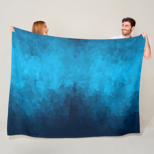 Blauw Mozaïek Geometrisch Patroon Fleece Deken (In situ)