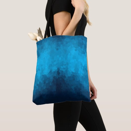 Blauw mozaïek geometrisch patroon tote bag (Dichtbij)