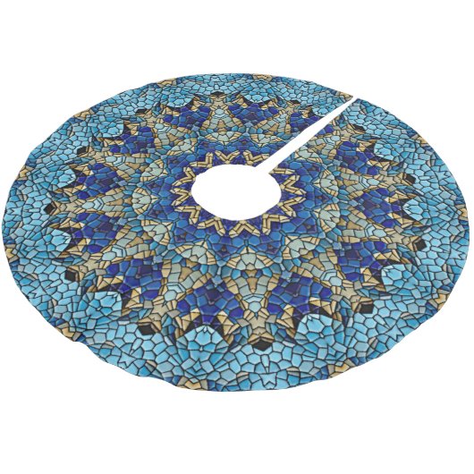 Blauw Mozaïek Vakantie Kerstrok Kerstboom Rok (Gekanteld)