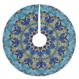 Blauw Mozaïek Vakantie Kerstrok Kerstboom Rok