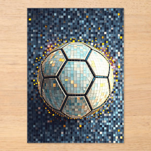 Blauw Mozaïek Voetbal Abstracte Kunst Wereldkampio Acryl Uitnodigingen