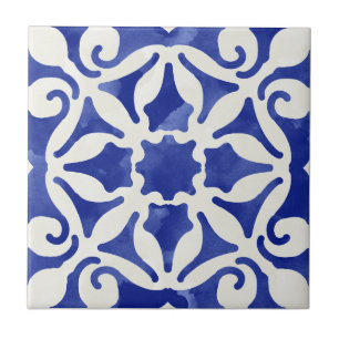 Blauw Mozaïek Waterverf Patroon keramische tegel Tegeltje