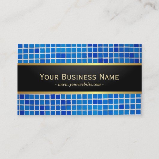 Blauw-mozaïekachtergrond donker Visitekaartje (Voorkant)