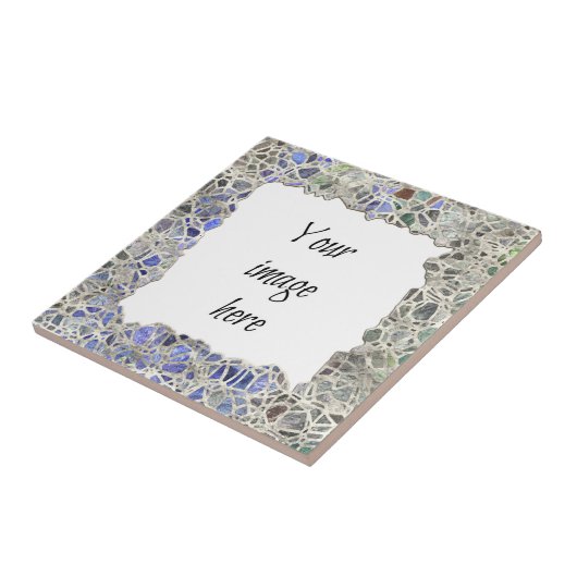 Blauw MozaïekLijst Tegeltje (Zijkant)