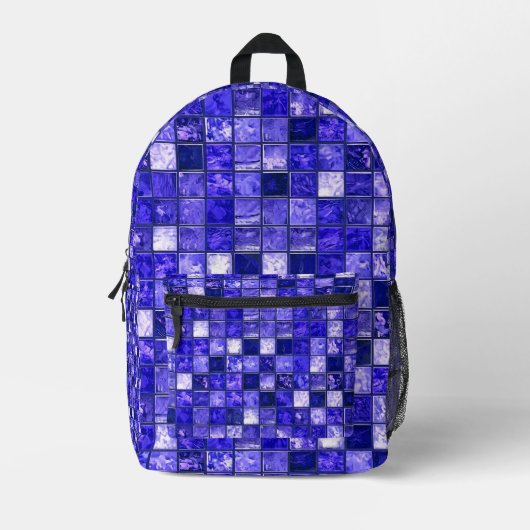 Blauw mozaïekpatroon bedrukte rugzak (Voorkant)