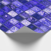 Blauw mozaïekpatroon cadeaupapier (Hoek)
