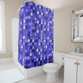 Blauw mozaïekpatroon douchegordijn (In situ)