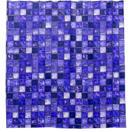 Blauw mozaïekpatroon douchegordijn (Voorkant)