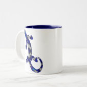 Blauw mozaïekpatroon Gecko Lizard Reptile Art Tweekleurige Koffiemok (Voorkant links)