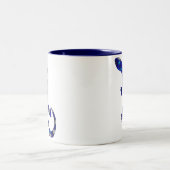 Blauw mozaïekpatroon Gecko Lizard Reptile Art Tweekleurige Koffiemok (Center)