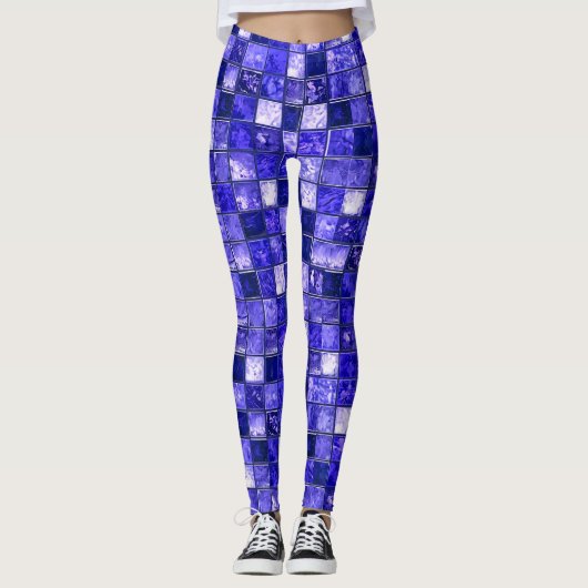 Blauw mozaïekpatroon leggings (Voorkant)