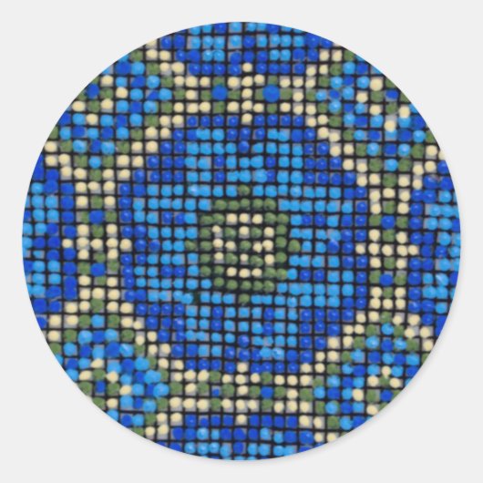 blauw mozaïekpatroon ronde sticker (Voorkant)