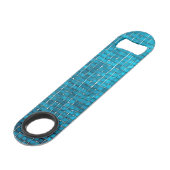 Blauw mozaïekpatroon speed flessenopener (Achterkant Gekanteld)