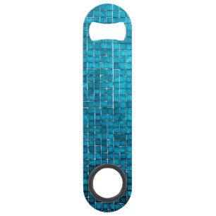 Blauw mozaïekpatroon speed flessenopener