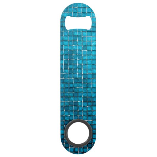 Blauw mozaïekpatroon speed flessenopener (Voorkant)