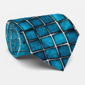 Blauw mozaïekpatroon stropdas (Opgerold)