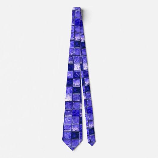 Blauw mozaïekpatroon stropdas (Voorkant)