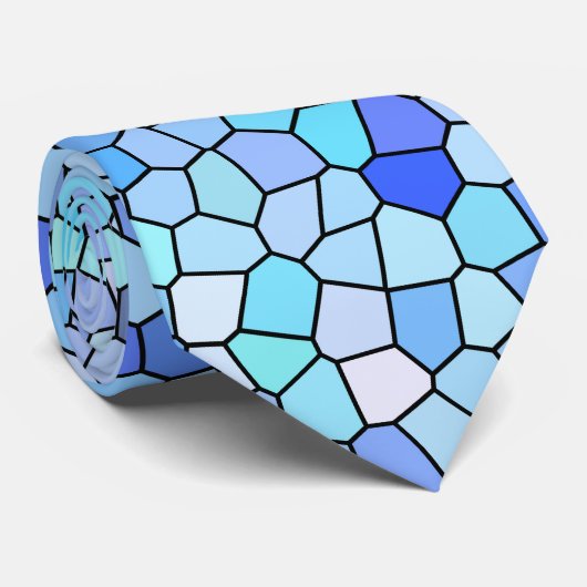 Blauw Mozaïekpatroon Stropdas (Opgerold)