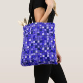 Blauw mozaïekpatroon tote bag (Dichtbij)