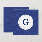 Blauw mozaïekpixelpatroon gepersonaliseerd monogra (Voorkant / Achterkant)