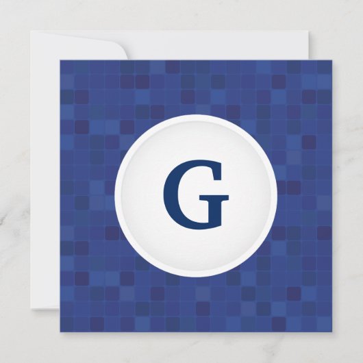 Blauw mozaïekpixelpatroon gepersonaliseerd monogra (Voorkant)