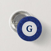 Blauw mozaïekpixelpatroon gepersonaliseerd monogra ronde button 3,2 cm (Voorkant /achterkant)