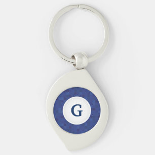 Blauw mozaïekpixelpatroon gepersonaliseerd monogra sleutelhanger