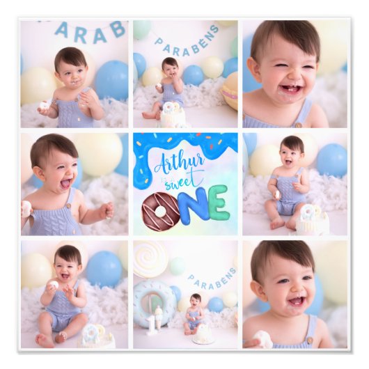 Blauw Multi Photo Sweet One Foto Afdruk (Voorkant)
