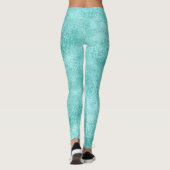Blauw Munt Zee Groen Koraal Textuur Leggings (Achterkant)