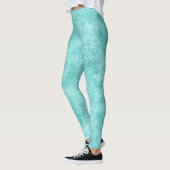 Blauw Munt Zee Groen Koraal Textuur Leggings (Links)