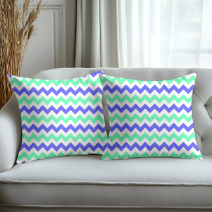 Blauw Muntwit Chevron Patroon Kussen