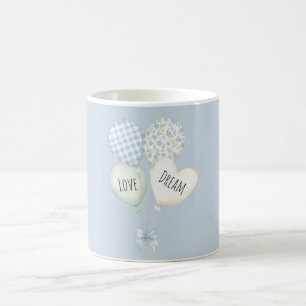 Blauw Muntwit Hart Liefdesdroomballonnen Koffiemok