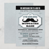 blauw Mustache Bash Kaart (Voorkant / Achterkant)
