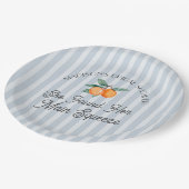 Blauw Mutsje Hoofd Squeeze Citrus Bruidsmeisjesfee Papieren Bordje (Gekanteld)