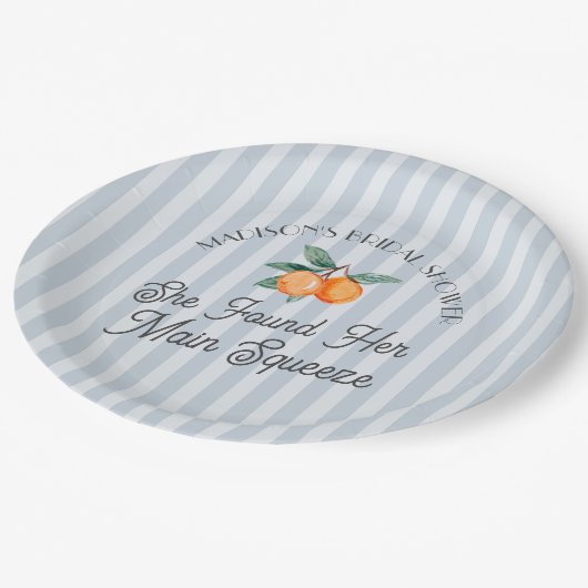 Blauw Mutsje Hoofd Squeeze Citrus Bruidsmeisjesfee Papieren Bordje (Gekanteld)