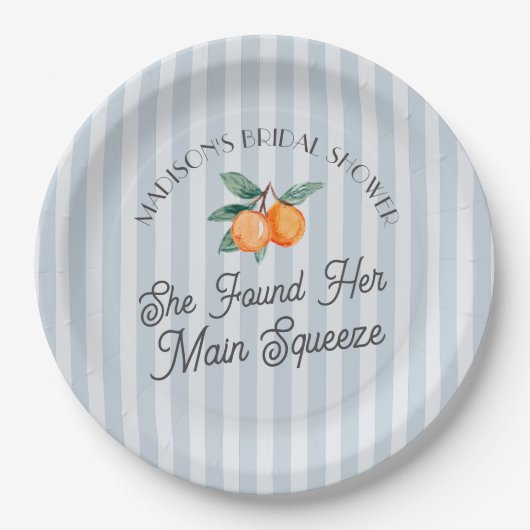 Blauw Mutsje Hoofd Squeeze Citrus Bruidsmeisjesfee Papieren Bordje (Voorkant)