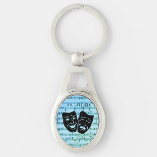 Blauw Muziek Kunst Verenigt Theater Maskers  Sleutelhanger