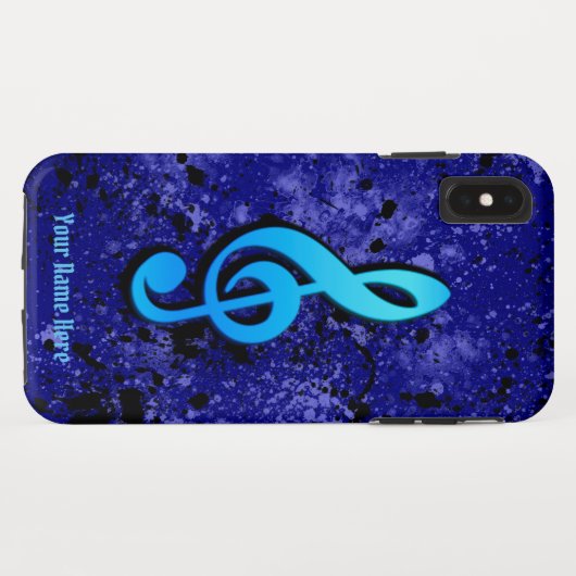 Blauw Muziek Note Symbool iPhone XS Max Hoesje (Achterkant (horizontaal))