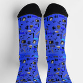 Blauw Muziekinstrumenten, Full Print Crew Socks Sokken (Top)