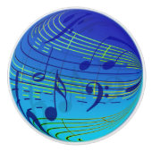 Blauw muzieknoot deurknop kastgreep keramische knop (Voorkant)