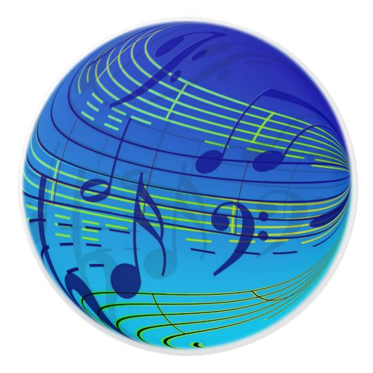 Blauw muzieknoot deurknop kastgreep keramische knop (Voorkant)