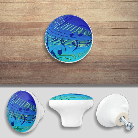 Blauw muzieknoot deurknop kastgreep keramische knop