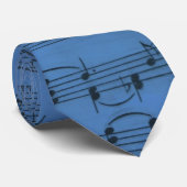 blauw muzieknotitie stropdas (Opgerold)