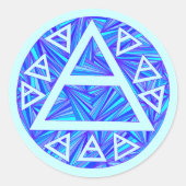Blauw Mystic Air Teken Symbool Plato Ancient Ronde Sticker (Voorkant)