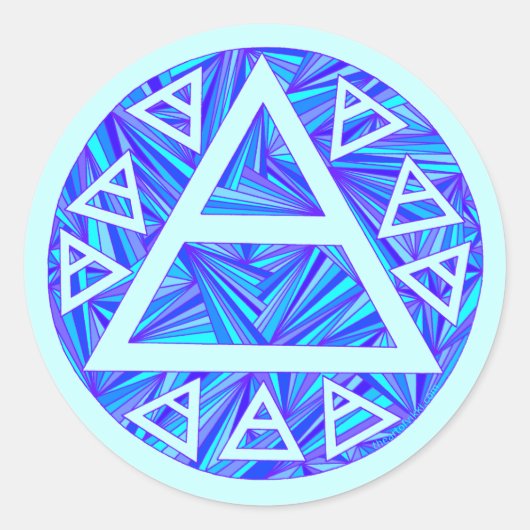 Blauw Mystic Air Teken Symbool Plato Ancient Ronde Sticker (Voorkant)