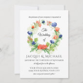 Blauw n Oranje Chrysanthemum Thistle Wreath Weddin Kaart (Voorkant)