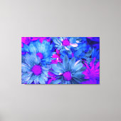 Blauw N Paarse Daisies Bouquet Wrapped Canvas Prin (Voorkant)