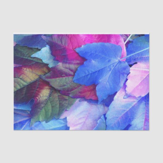 Blauw N roze bladeren Tissuepapier (Voorkant)